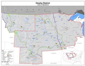 USACE Omaha District Map of Locations for Hydrologic Engineering Services